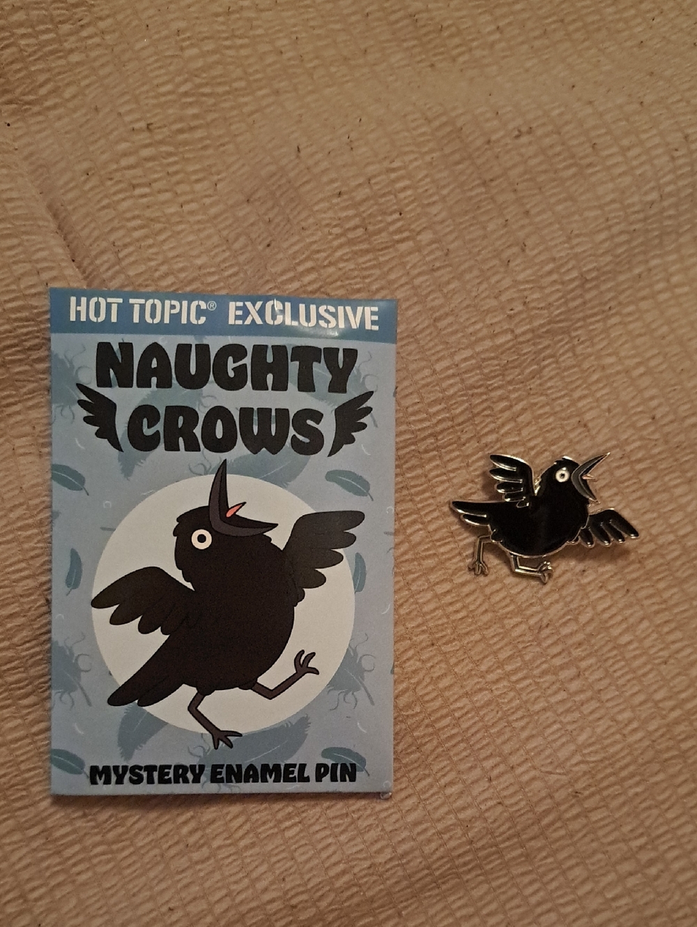 Hot Topic Black & Silver Naughty Crows Enamel Pin
